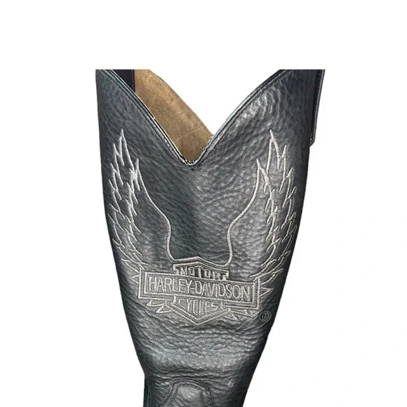 NEW Harley Davidson mens leather wings logo embroidered 98418cowboyboots size 10 - Picture 3 of 5